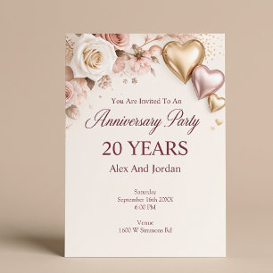 Invitación Fiesta de aniversario de boda Rose Gold Blush