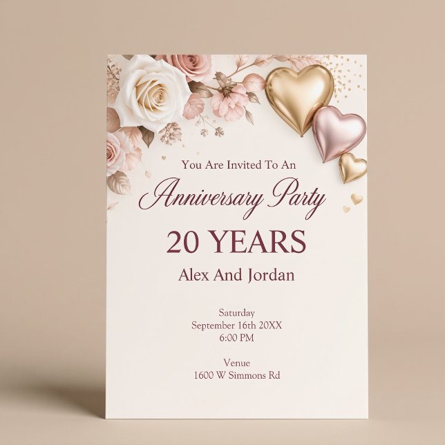Invitación Fiesta de aniversario de boda Rose Gold Blush (Subido por el creador)