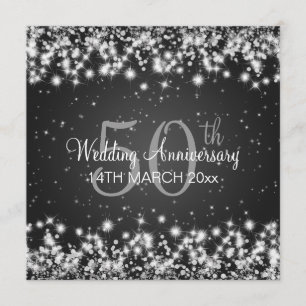 Invitación Fiesta de Aniversario de Boda Winter Sparkle Negro