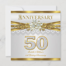 Invitación Fiesta de Aniversario de Bodas 50 años Perla Blanc