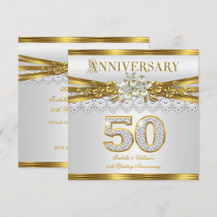 Invitación Fiesta de Aniversario de Bodas 50 años Perla Blanc