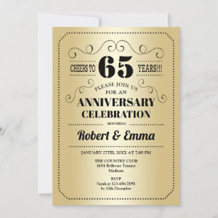 Invitación Fiesta de aniversario de bodas 65 - Dorado Negro