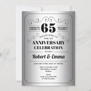 Invitación Fiesta de aniversario de bodas 65 - Plata Negro