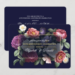 Invitación Fiesta de aniversario de bodas 65 Vintage Floral