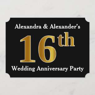 Invitación Fiesta de aniversario de bodas de 16 años con aspe