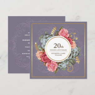 Invitación Fiesta de aniversario de bodas de 20 años Vintage 