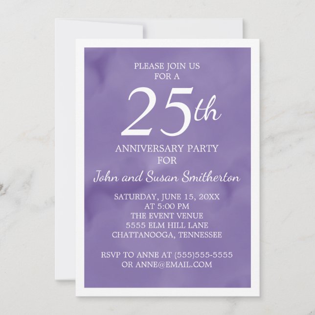 Invitación Fiesta de aniversario de bodas de 25 años con acua (Anverso)