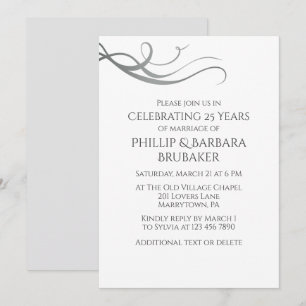 Invitación Fiesta de aniversario de bodas de 25 años simple y