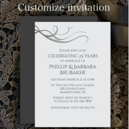 Invitación Fiesta de aniversario de bodas de 25 años simple y