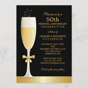 Invitación Fiesta de aniversario de bodas de 50 años con cham