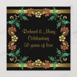 Invitación Fiesta de aniversario de bodas de 50 años Flores d