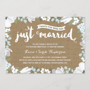 Invitación Fiesta de aniversario de bodas de Floral Rústico 2