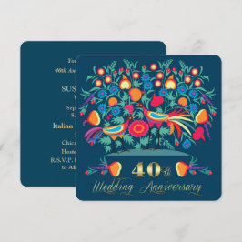 Invitación Fiesta de aniversario de bodas de Folk Art 40