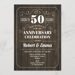 Invitación Fiesta de aniversario de bodas de madera rústica 5