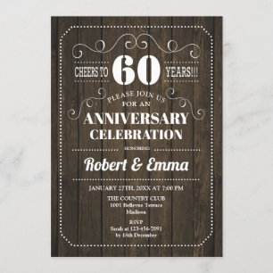 Invitación Fiesta de aniversario de bodas de madera rústica 6