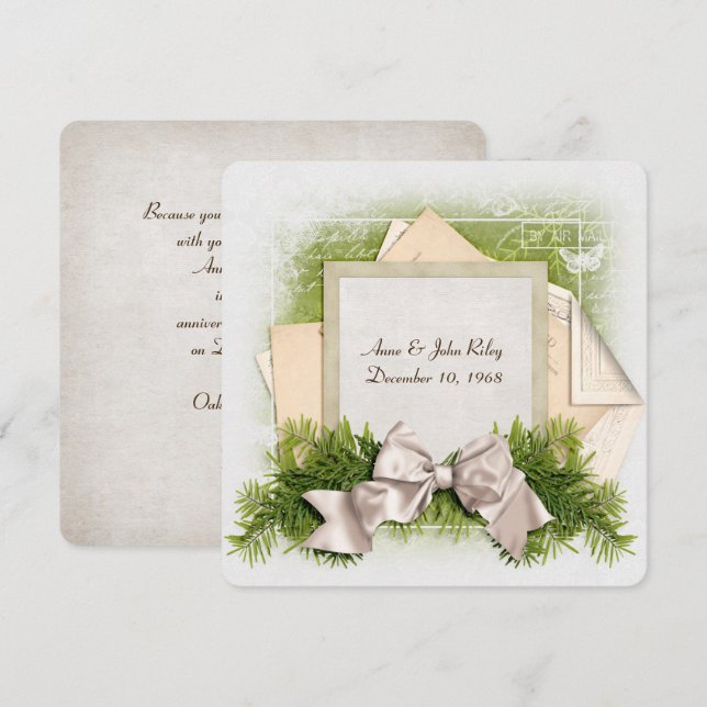 Invitación fiesta de aniversario de bodas de Navidad (Anverso / Reverso)