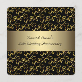 Invitación Fiesta de aniversario de bodas de oro Black Gold S