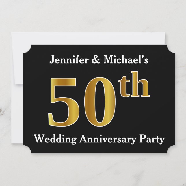 Invitación Fiesta de aniversario de bodas de oro con aspecto  (Anverso)