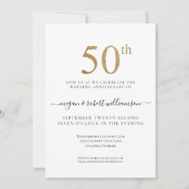 Invitación Fiesta de aniversario de bodas de oro con brillo d