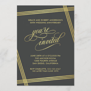 Invitación Fiesta de aniversario de bodas de oro con eleganci