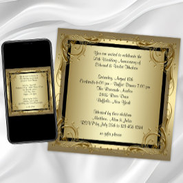 Invitación Fiesta de aniversario de bodas de oro elegante