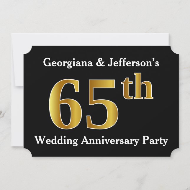 Invitación Fiesta de aniversario de bodas de oro falso 65 (Anverso)