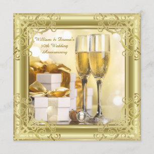 Invitación Fiesta de aniversario de bodas de oro remolino dor