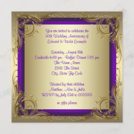 Invitación Fiesta de aniversario de bodas de oro y púrpura