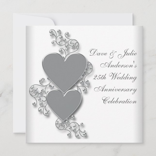 Invitación Fiesta de aniversario de bodas de plata 25 (Anverso)