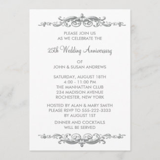 Invitación Fiesta de aniversario de bodas de plata de 25 años