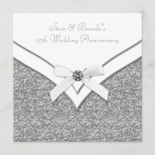 Invitación Fiesta de aniversario de bodas de plata elegante 2