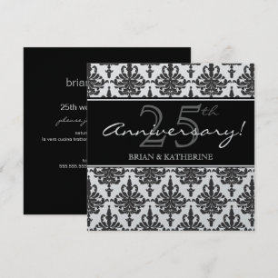 Invitación Fiesta de aniversario de bodas de plata metálico