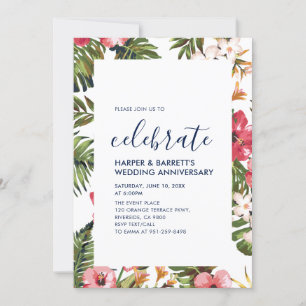 Invitación Fiesta de aniversario de bodas floral moderno 50