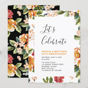 Invitación Fiesta de aniversario de bodas floral moderno 50