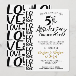 Invitación Fiesta de aniversario de bodas minimalista
