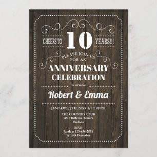 Invitación Fiesta de aniversario de bodas número 10 con Mader