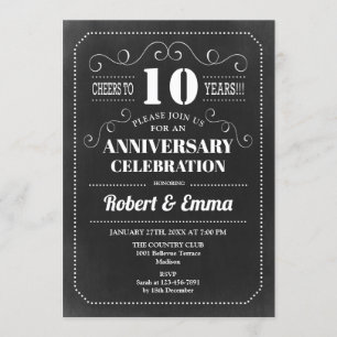 Invitación Fiesta de aniversario de bodas número 10 - Pizarra