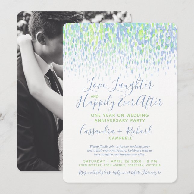 Invitación Fiesta de aniversario de bodas número 1 por siempr (Anverso / Reverso)