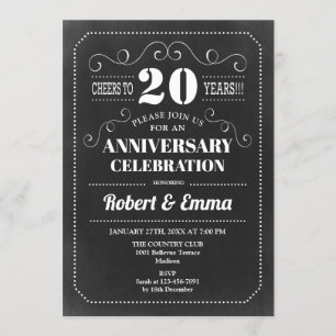 Invitación Fiesta de aniversario de bodas número 20 - Pizarra
