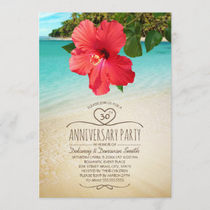 Invitación Fiesta de aniversario de bodas número 30 en playa 