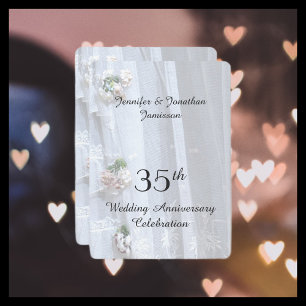 Invitación Fiesta de aniversario de bodas número 35, encaje v