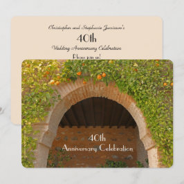Invitación Fiesta de Aniversario de Bodas número 40 Arco Rúst