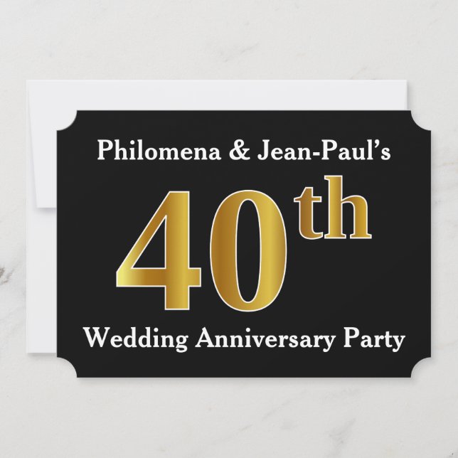 Invitación Fiesta de aniversario de bodas número 40 con aspec (Anverso)