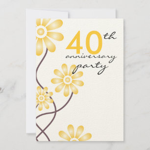 Invitación Fiesta de aniversario de bodas número 40 de Flores
