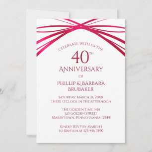 Invitación Fiesta de aniversario de bodas número 40 de Modern