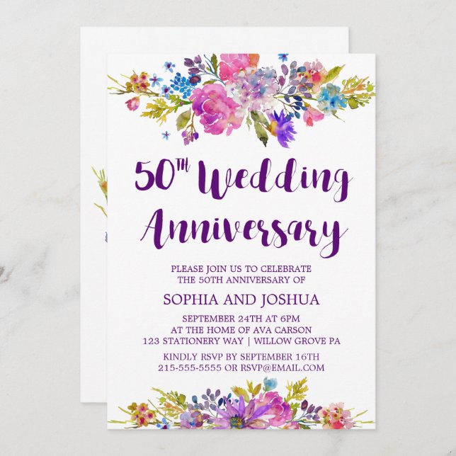 Invitación Fiesta de Aniversario de Bodas número 50 del Jardí (Anverso / Reverso)