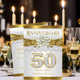 Invitación Fiesta de aniversario de bodas número 50 perla bla