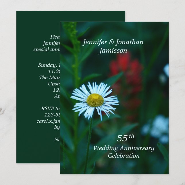 Invitación Fiesta de Aniversario de Bodas número 55 Nombres d (Anverso / Reverso)
