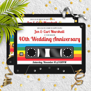 Invitación Fiesta de aniversario de bodas Retro Cassette de l