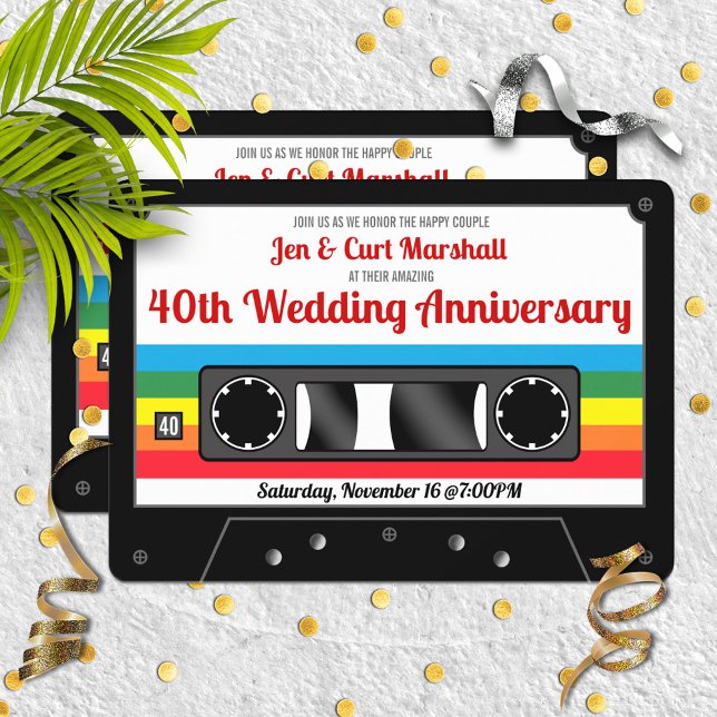 Invitación Fiesta de aniversario de bodas Retro Cassette de l (Subido por el creador)